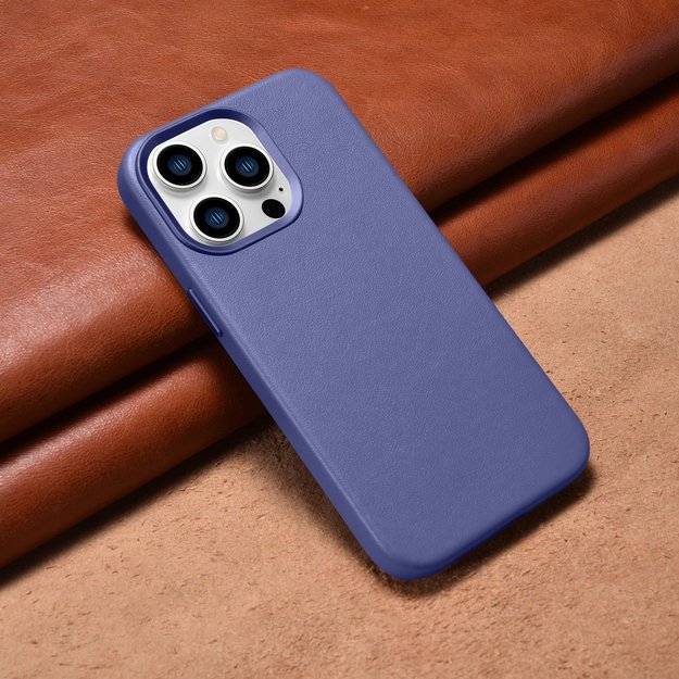 iCarer Case Leather Cover Genuine Leather Case for iPhone 14 Pro Max Light Purple (WMI14220708-LP) (MagSafe Compatible) 32