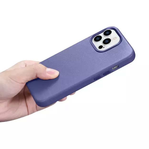 iCarer Case Leather Cover Genuine Leather Case for iPhone 14 Pro Max Light Purple (WMI14220708-LP) (MagSafe Compatible) 23