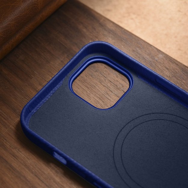 iCarer Litchi Premium Leather Case iPhone 14 Plus Magnetic Leather Case with MagSafe Dark Blue (WMI14220711-DB) 38