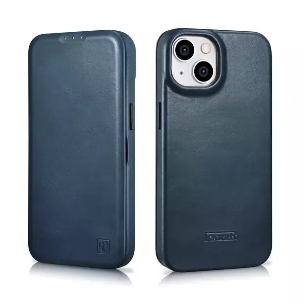 iCarer CE Oil Wax Premium Leather Folio Case iPhone 14 Plus magnetic flip case MagSafe blue (AKI14220707-BU) 45