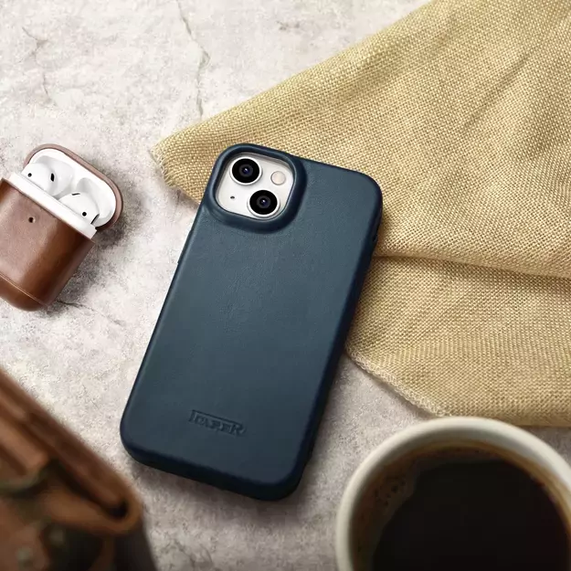 iCarer CE Oil Wax Premium Leather Folio Case iPhone 14 Plus magnetic flip case MagSafe blue (AKI14220707-BU) 37