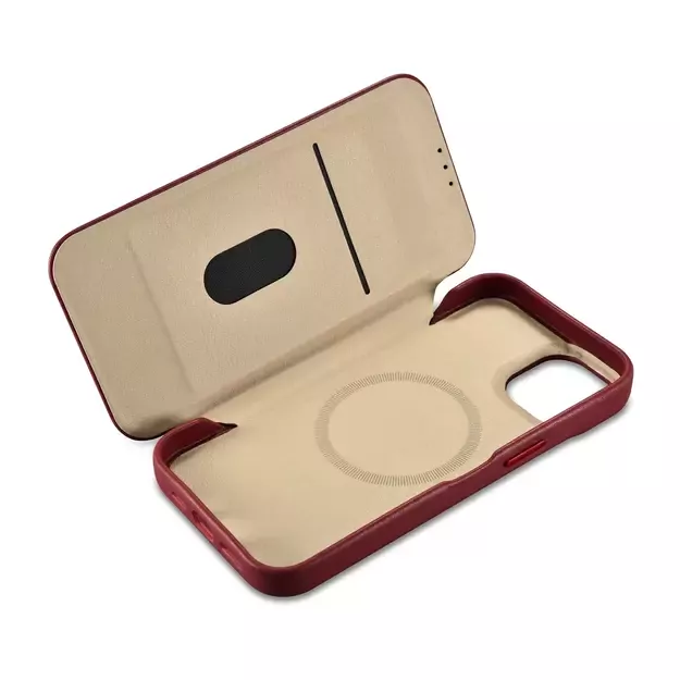iCarer CE Premium Leather Folio Case iPhone 14 Plus Magnetic Flip Leather Folio Case MagSafe Red (WMI14220715-RD) 15