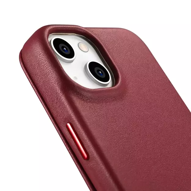 iCarer CE Premium Leather Folio Case iPhone 14 Plus Magnetic Flip Leather Folio Case MagSafe Red (WMI14220715-RD) 14