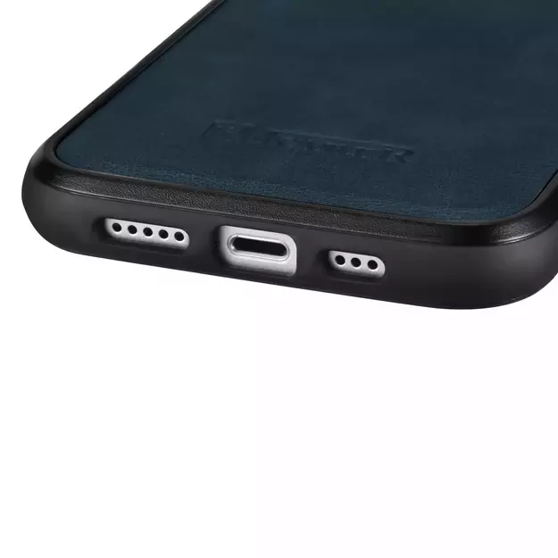 iCarer Leather Oil Wax case covered with natural leather for iPhone 14 Pro blue (WMI14220718-BU) 8