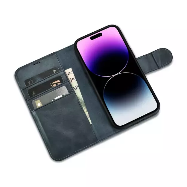 iCarer Oil Wax Wallet Case 2in1 Cover iPhone 14 Pro Max Leather Flip Cover Anti-RFID blue (WMI14220724-BU) 19