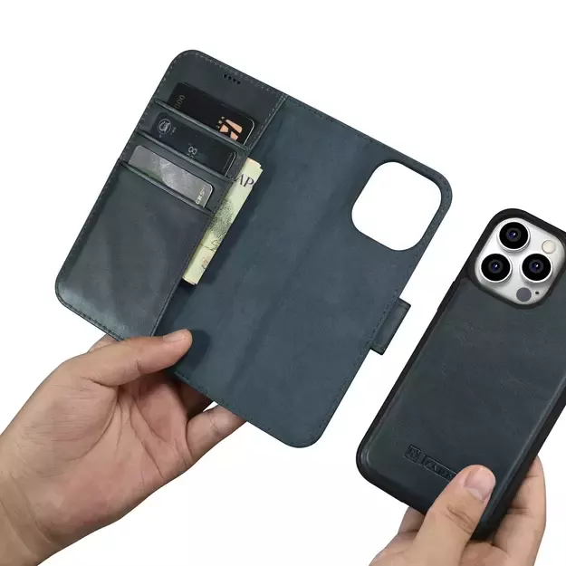 iCarer Oil Wax Wallet Case 2in1 Cover iPhone 14 Pro Max Leather Flip Cover Anti-RFID blue (WMI14220724-BU) 23