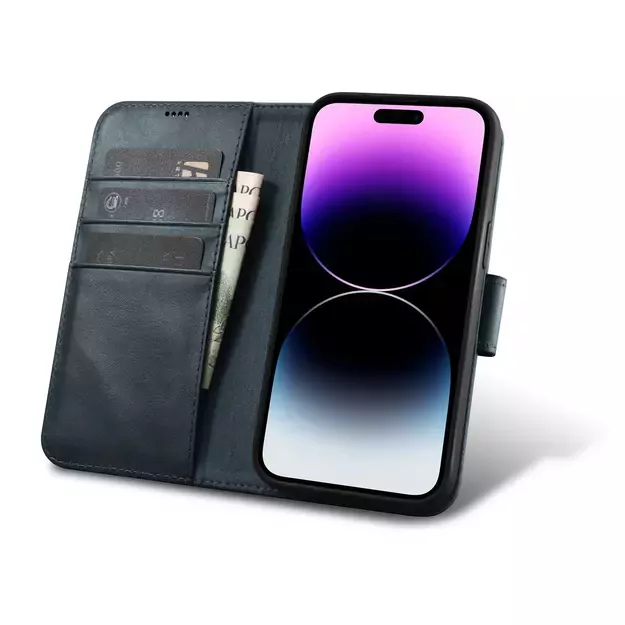 iCarer Oil Wax Wallet Case 2in1 Cover iPhone 14 Pro Max Leather Flip Cover Anti-RFID blue (WMI14220724-BU) 13