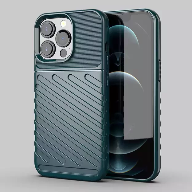 Thunder Case Flexible Tough Rugged Cover TPU Case for iPhone 13 Pro green 2