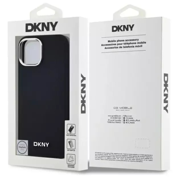 DKNY Plain Logo MagSafe iPhone 15 Plus Case - Black 7