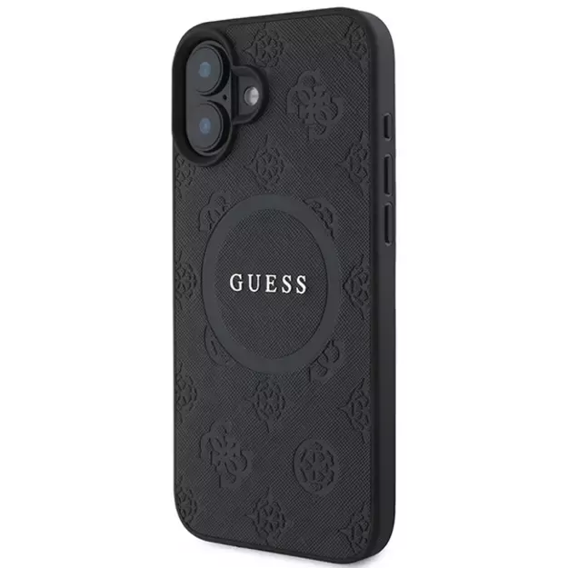 Guess Saffiano Peony Classic Logo MagSafe case for iPhone 16 - black 1
