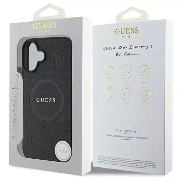 Guess Saffiano Peony Classic Logo MagSafe case for iPhone 16 - black 6