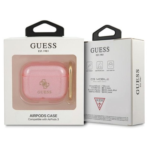 Guess GUA3UCG4GP AirPods 3 cover pink/pink Glitter Collection 4