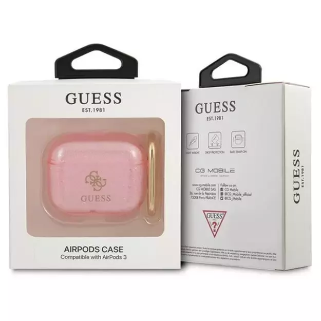 Guess GUA3UCG4GP AirPods 3 cover pink/pink Glitter Collection 2
