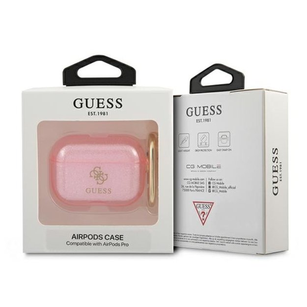 Guess GUAPUCG4GP AirPods Pro cover pink/pink Glitter Collection 4