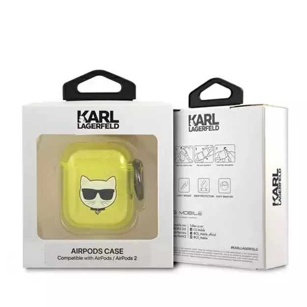 Karl Lagerfeld KLA2UCHFY AirPods cover żółty/yellow Choupette 1