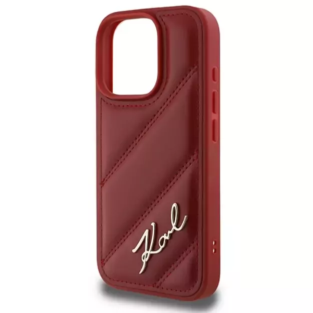 Karl Lagerfeld Quilted Signature iPhone 16 Pro Case - Red 5
