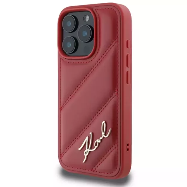 Karl Lagerfeld Quilted Signature iPhone 16 Pro Case - Red 1