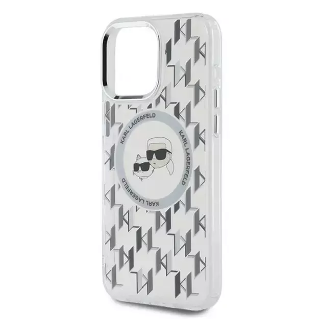 Karl Lagerfeld IML Monogram Karl &amp  Choupette Head MagSafe Case for iPhone 15 Pro Max - Clear 5