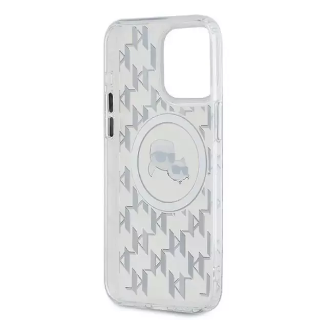 Karl Lagerfeld IML Monogram Karl &amp  Choupette Head MagSafe Case for iPhone 15 Pro Max - Clear 6