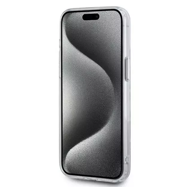 Karl Lagerfeld IML Monogram Karl &amp  Choupette Head MagSafe Case for iPhone 15 Pro Max - Clear 4