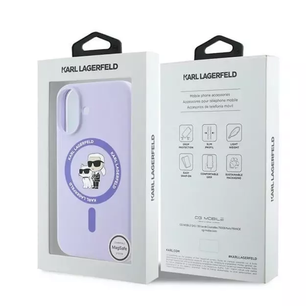 Karl Lagerfeld Silicone Karl&amp Choupette Ring MagSafe iPhone 16 Case - Purple 7