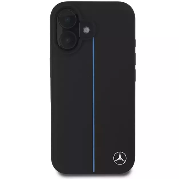 Mercedes MB Blue Line Leather MagSafe iPhone 16 Case - Black 1