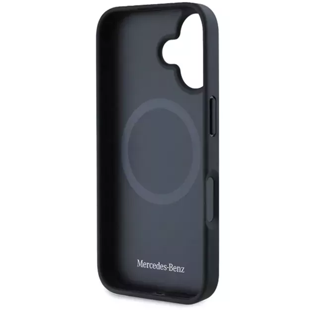 Mercedes MB Blue Line Leather MagSafe iPhone 16 Case - Black 5
