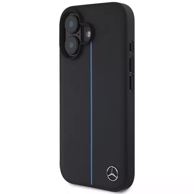Mercedes MB Blue Line Leather MagSafe iPhone 16 Case - Black 14