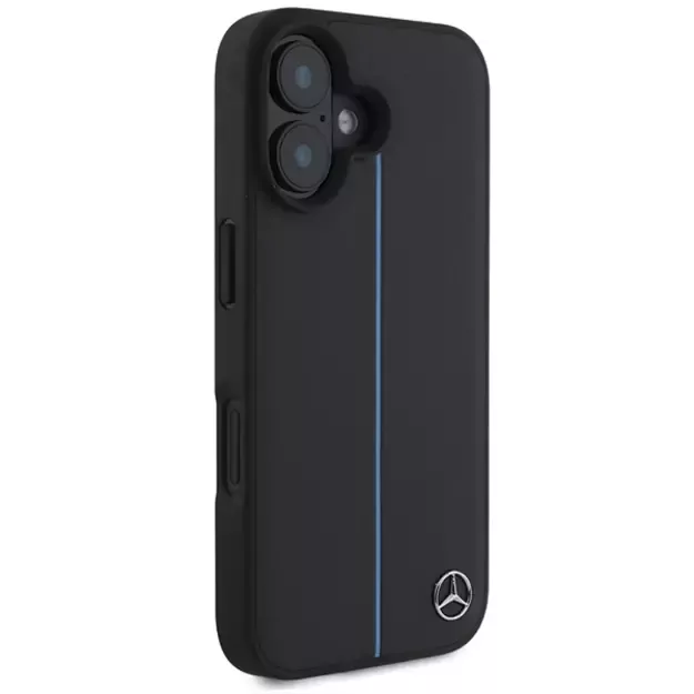Mercedes MB Blue Line Leather MagSafe iPhone 16 Case - Black 2