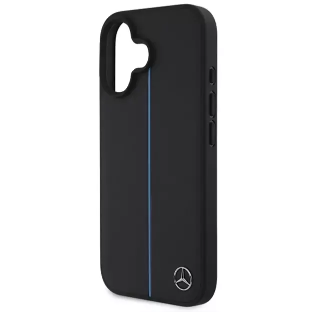 Mercedes MB Blue Line Leather MagSafe iPhone 16 Case - Black 4