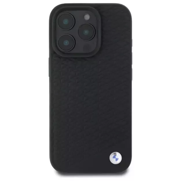 BMW Sign Leather Diamond Metal Logo MagSafe iPhone 16 Pro Case - Black 9