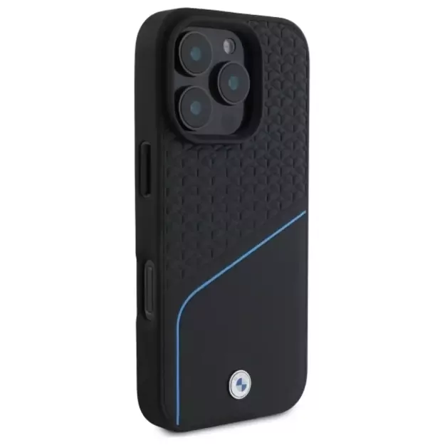 BMW Sign Leather Textured And Line MagSafe Case for iPhone 16 Pro Max - Black 10