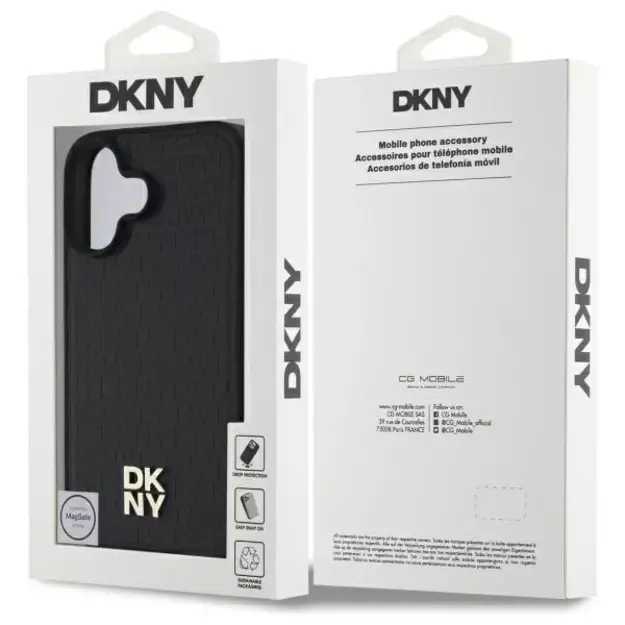 DKNY Repeat Pattern Stack Logo MagSafe iPhone 16 Case - Black 7