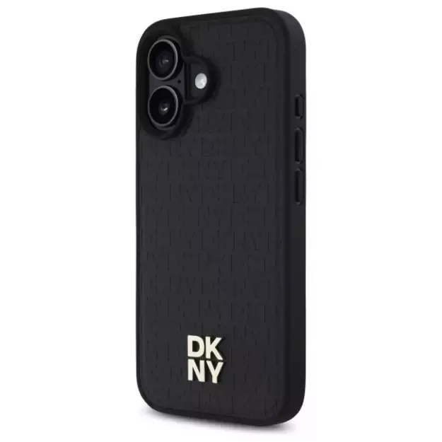 DKNY Repeat Pattern Stack Logo MagSafe iPhone 16 Case - Black 1