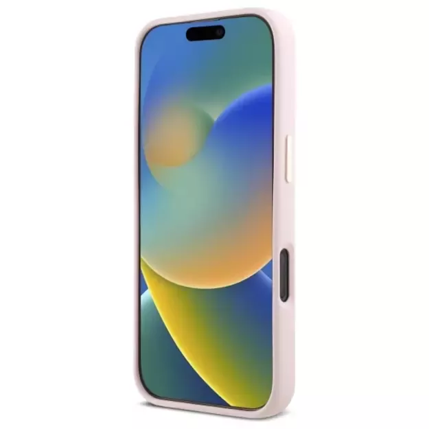 Guess Silicone Script Metal Logo &amp  Frame iPhone 16 Pro Case - Pink 11