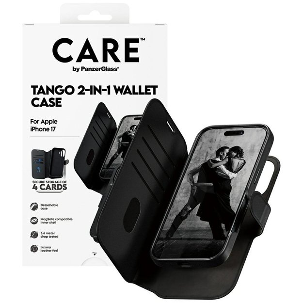 CARE by PanzerGlass Feature Tango 2in1 Wallet Case MagSafe for iPhone 17 - Black 3