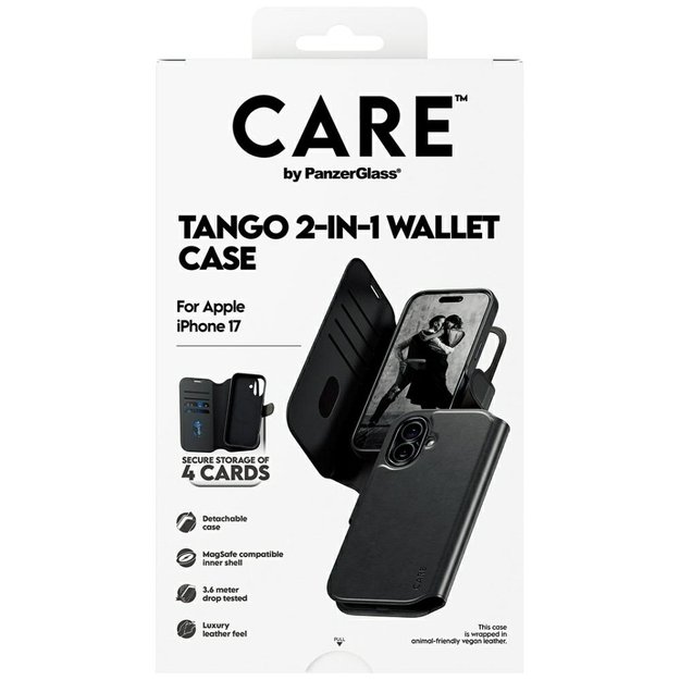 CARE by PanzerGlass Feature Tango 2in1 Wallet Case MagSafe for iPhone 17 - Black 4