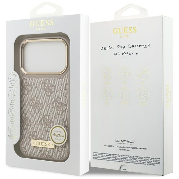 Guess 4G Logo Plate MagSafe Case for iPhone 17 Pro - Pink 7