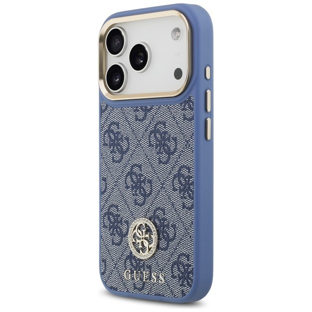 Guess 4G Strass Logo &amp  Big Strap Metal Buttons MagSafe Case for iPhone 17 Pro - Blue 1