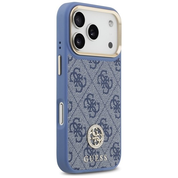 Guess 4G Strass Logo &amp  Big Strap Metal Buttons MagSafe Case for iPhone 17 Pro - Blue 3