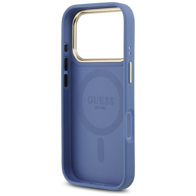 Guess 4G Strass Logo &amp  Big Strap Metal Buttons MagSafe Case for iPhone 17 Pro - Blue 6