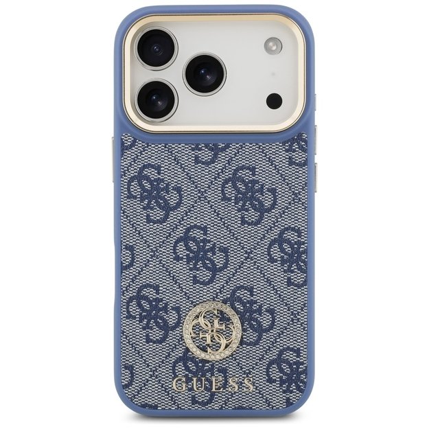 Guess 4G Strass Logo &amp  Big Strap Metal Buttons MagSafe Case for iPhone 17 Pro - Blue 2