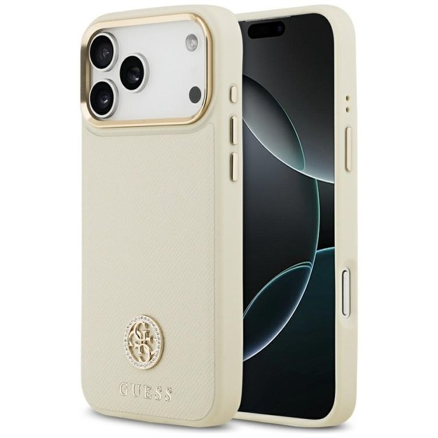 Guess Grained Strass Logo MagSafe case for iPhone 17 Pro Max - beige