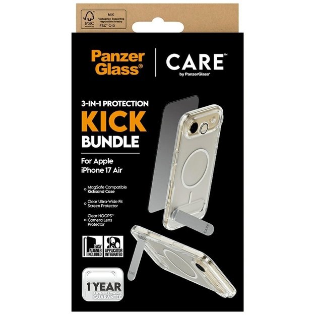 CARE by PanzerGlass Feature Kick 3in1 Case + Glass + Lens for iPhone Air 4