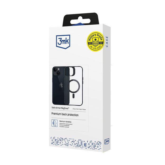 3mk Satin Armor MagCase with MagSafe for iPhone 13 / 14 - Transparent with Black Frame 7