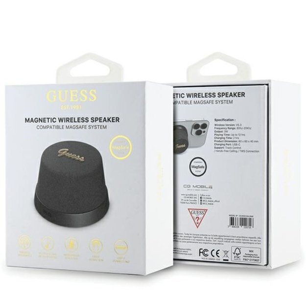 Guess Magnetic Script Metal Bluetooth speaker - black 6