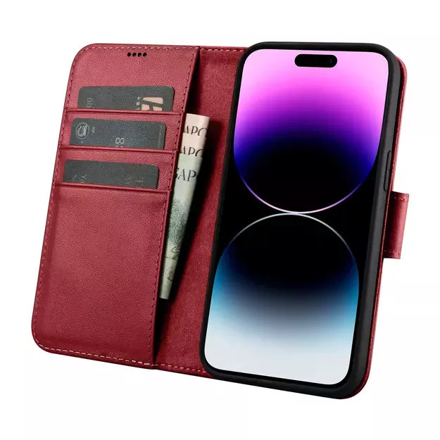 iCarer Wallet Case 2in1 Cover iPhone 14 Pro Max Leather Flip Cover Anti-RFID Red (WMI14220728-RD) 14