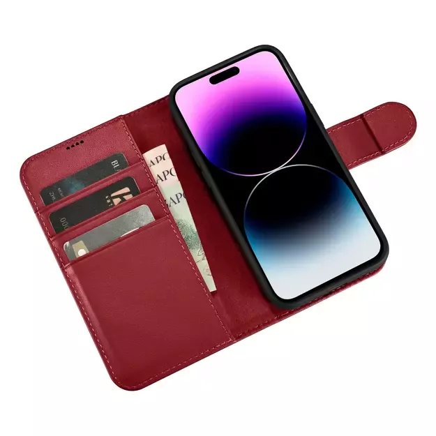 iCarer Wallet Case 2in1 Cover iPhone 14 Pro Max Leather Flip Cover Anti-RFID Red (WMI14220728-RD) 21