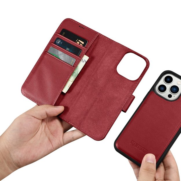 iCarer Wallet Case 2in1 Cover iPhone 14 Pro Max Leather Flip Cover Anti-RFID Red (WMI14220728-RD) 29