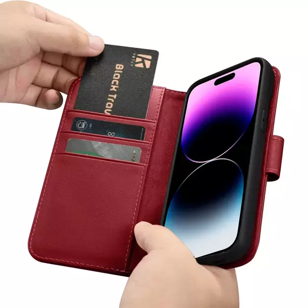 iCarer Wallet Case 2in1 Cover iPhone 14 Pro Max Leather Flip Cover Anti-RFID Red (WMI14220728-RD) 27
